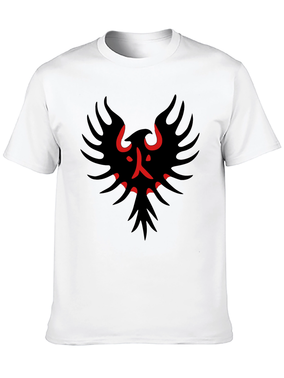 Black T-Shirt with Red & Black Bird Graphic