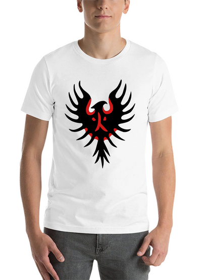 Black T-Shirt with Red & Black Bird Graphic