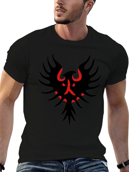 Black T-Shirt with Red & Black Bird Graphic
