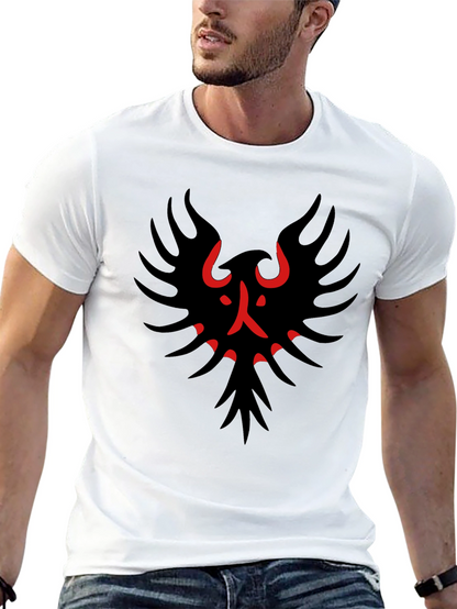 Black T-Shirt with Red & Black Bird Graphic
