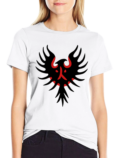 Black T-Shirt with Red & Black Bird Graphic
