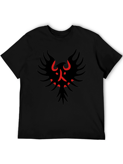 Black T-Shirt with Red & Black Bird Graphic
