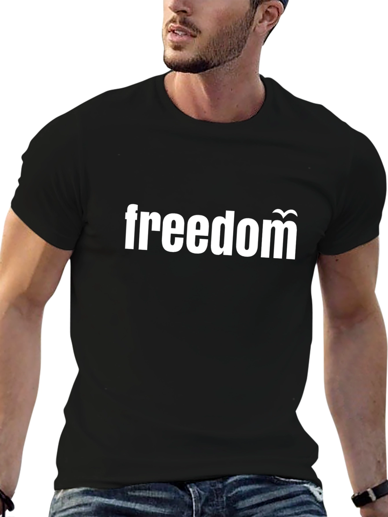 Freedom Graphic Tee - Black Cotton T-Shirt