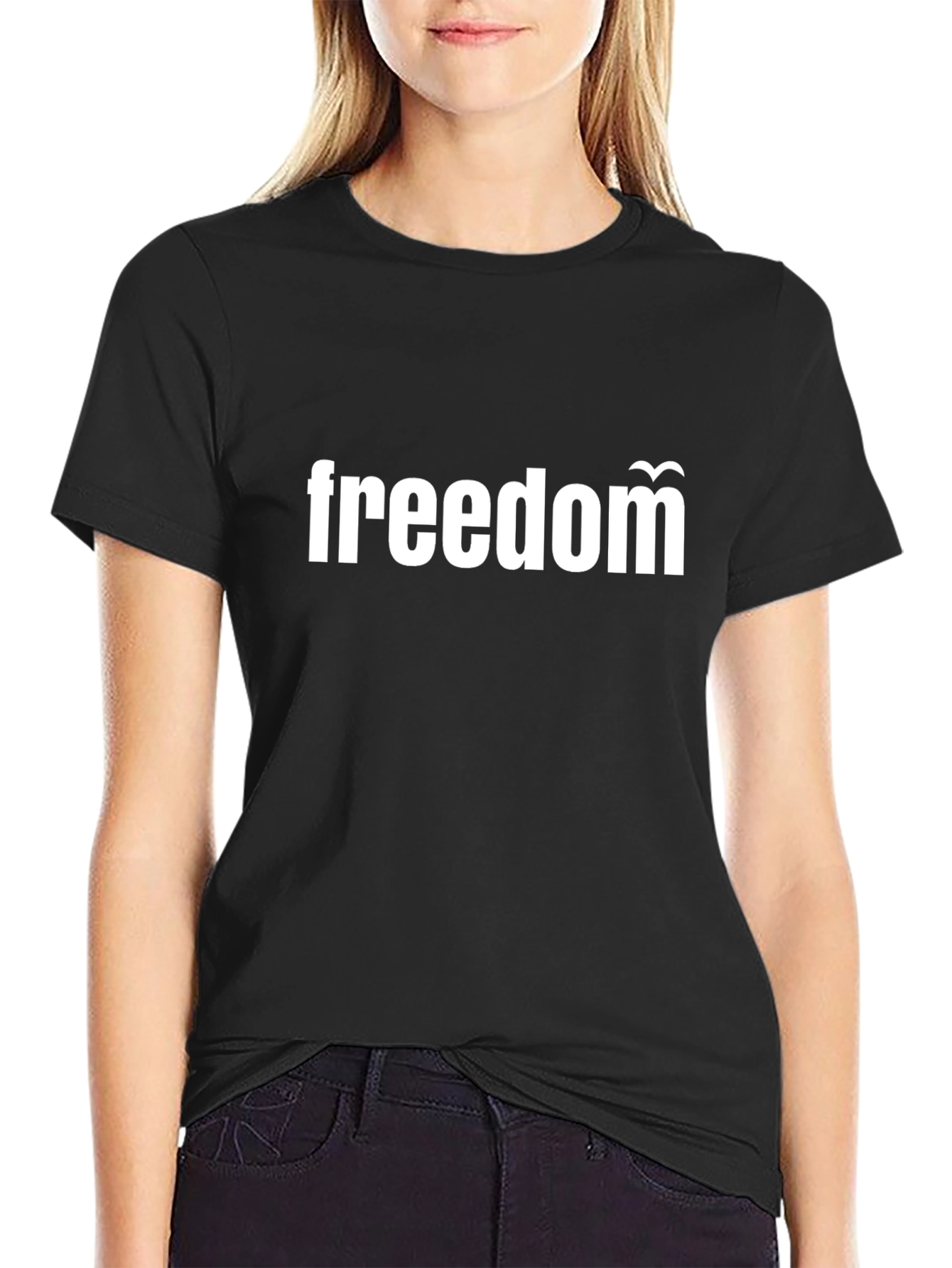 Freedom Graphic Tee - Black Cotton T-Shirt