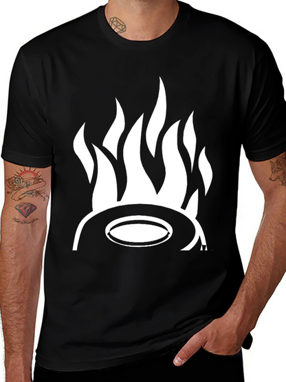 Fiery Hat Graphic Tee - Bold Black T-Shirt