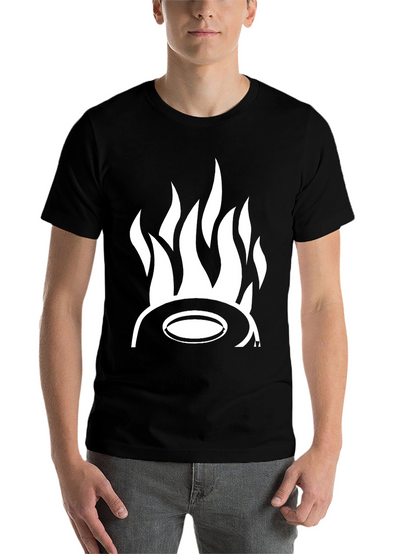 Fiery Hat Graphic Tee - Bold Black T-Shirt
