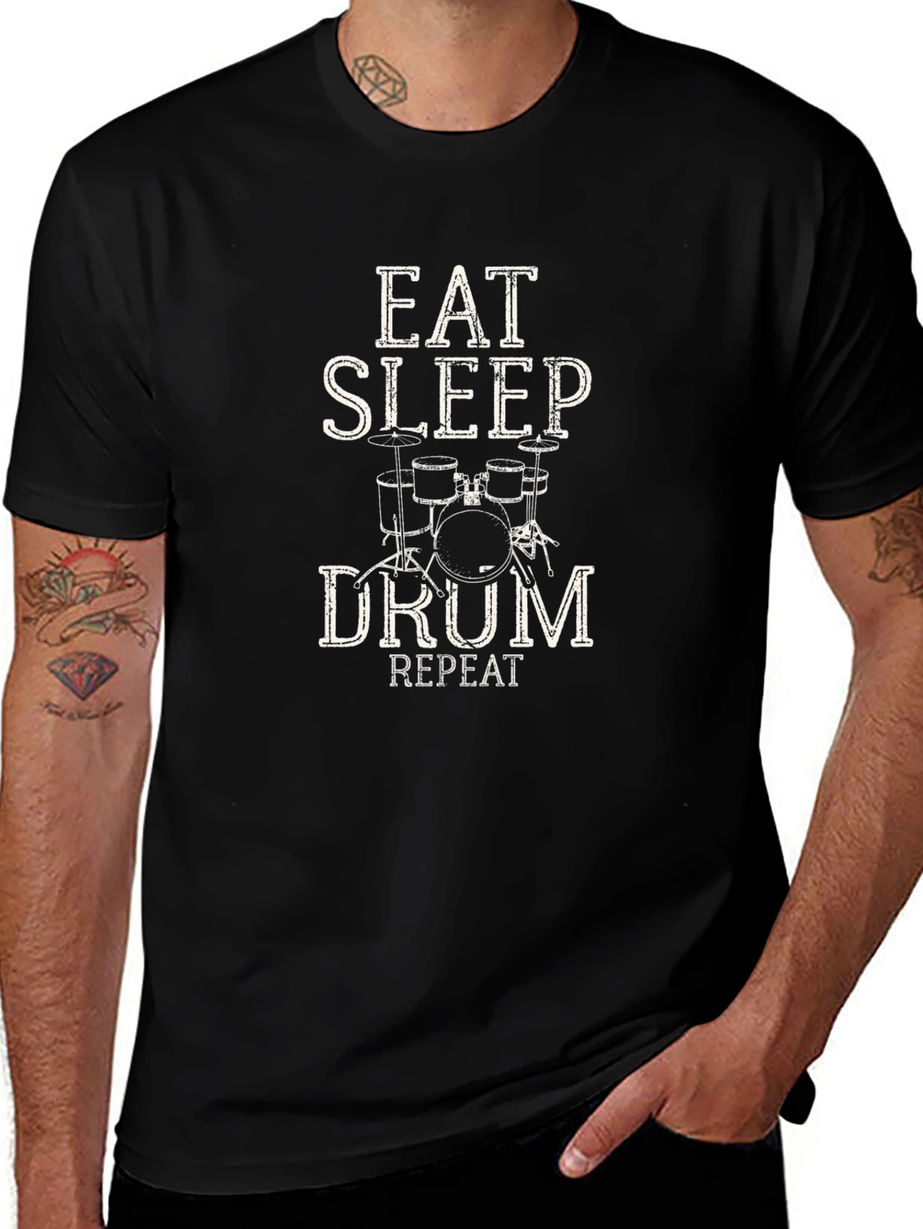 Eat Sleep Drum Repeat Graphic T-Shirt