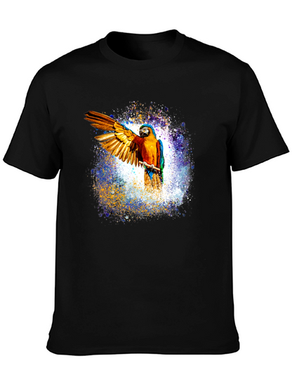 Macaw Parrot Graphic Black T-Shirt