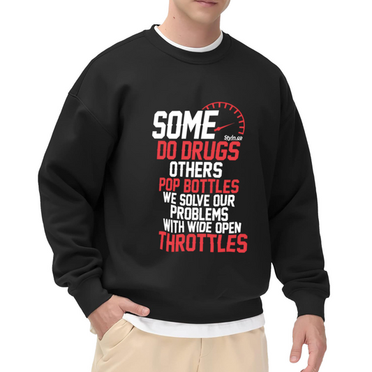 Wide Open Throttle Motorcycle Rider Quote Crewneck Sweatshirt For Gearheads