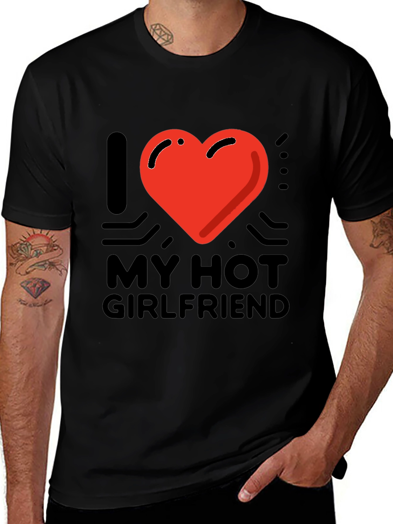 I Heart My Hot Girlfriend Graphic Tee - Black
