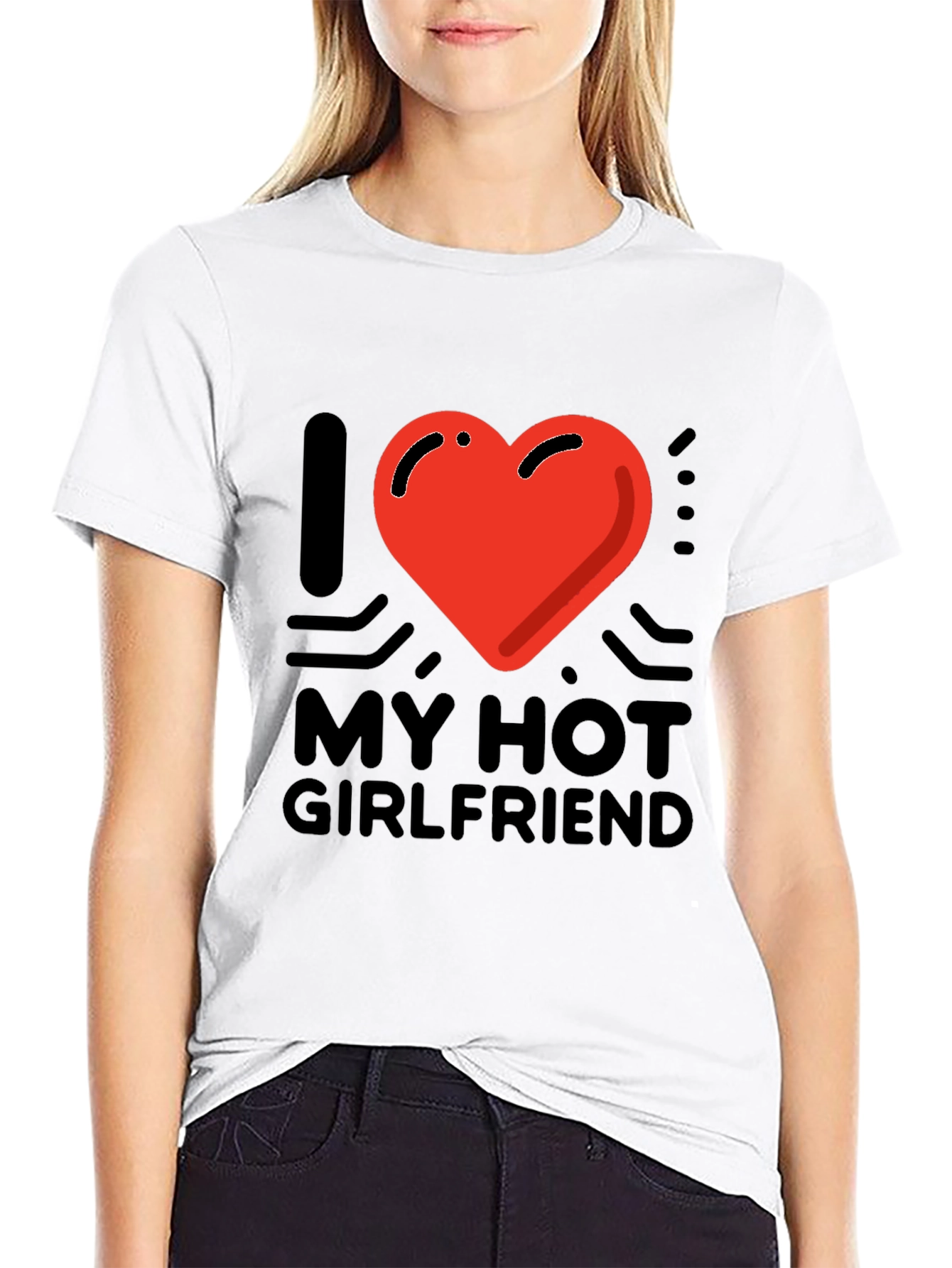I Heart My Hot Girlfriend Graphic Tee - Black