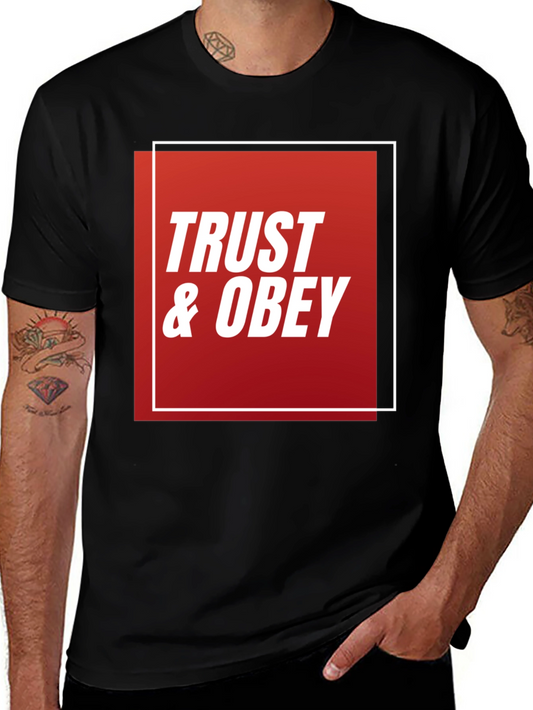 Trust & Obey Graphic Tee - Black Cotton T-Shirt