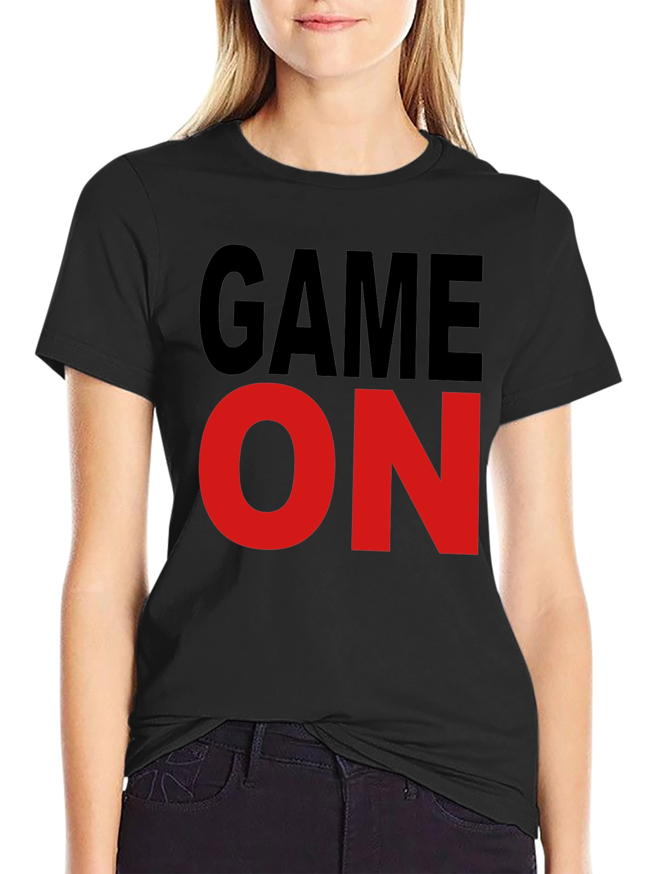 Game On Graphic Tee - Black Cotton T-Shirt