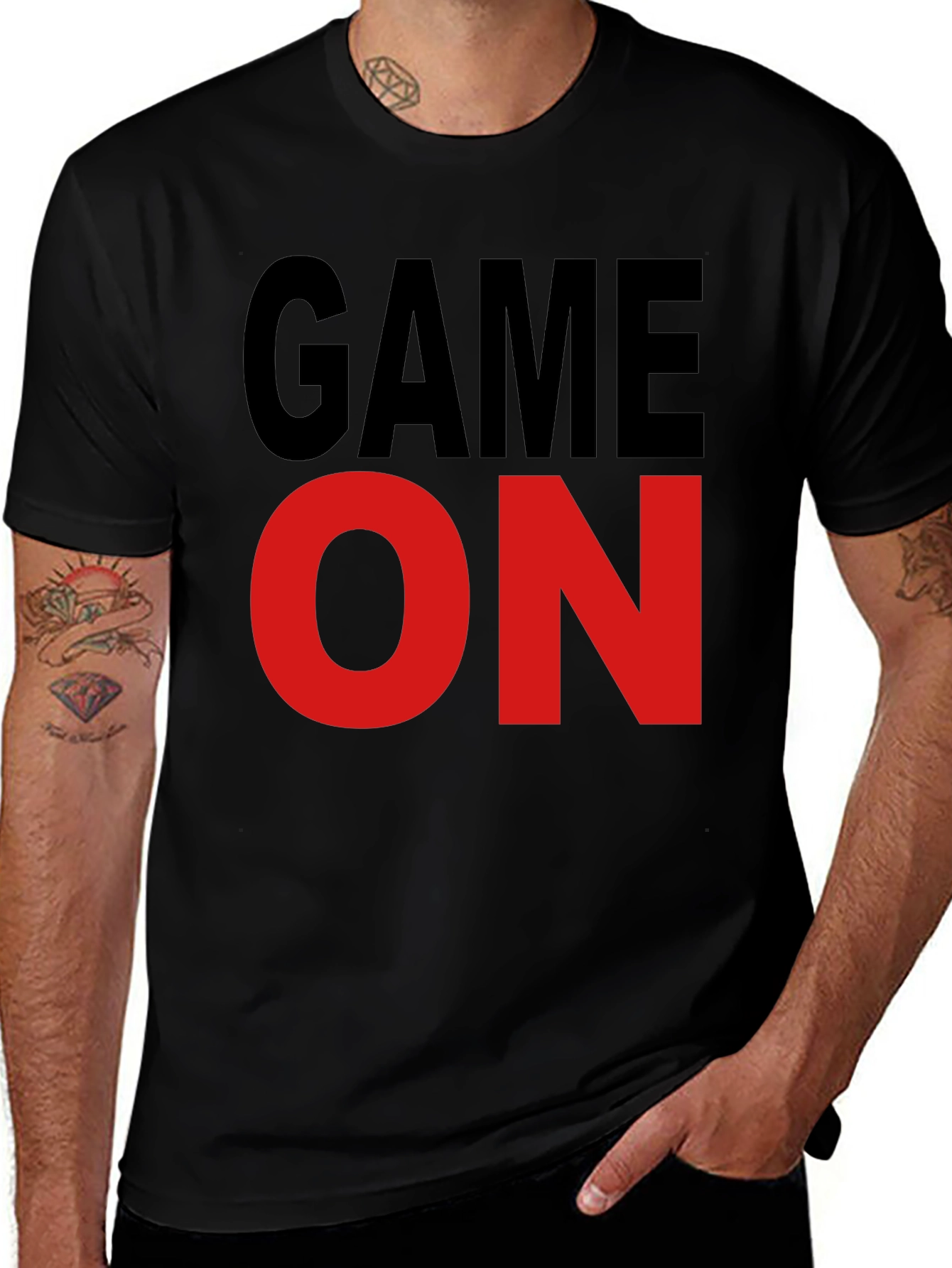 Game On Graphic Tee - Black Cotton T-Shirt