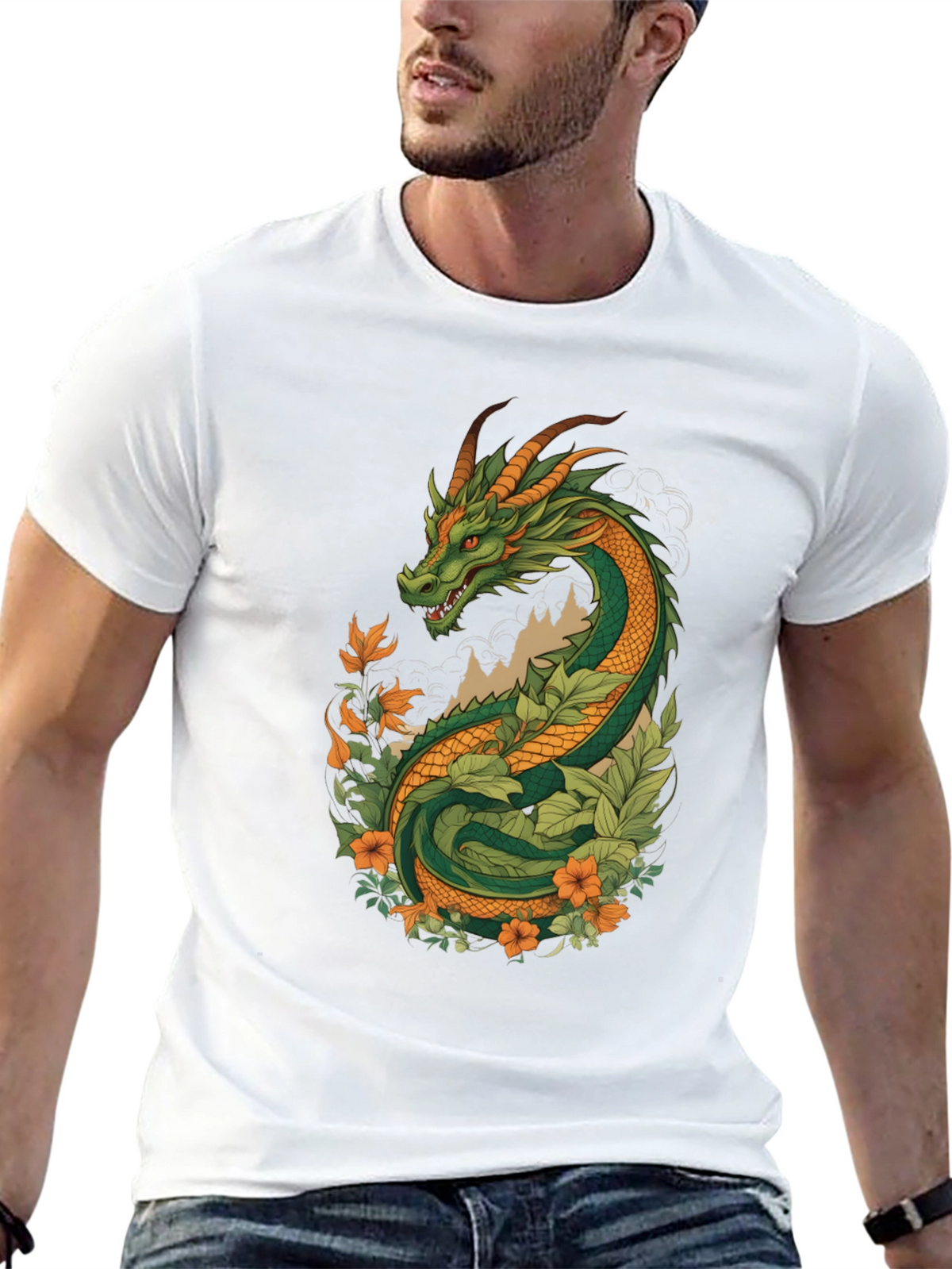 Dragon & Floral Graphic Tee