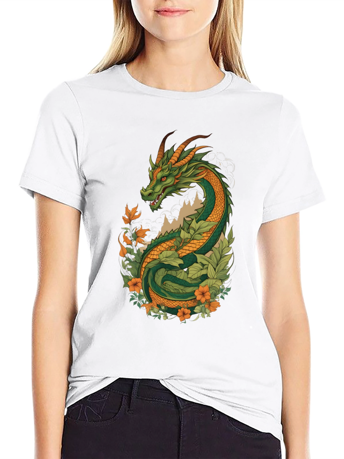 Dragon & Floral Graphic Tee