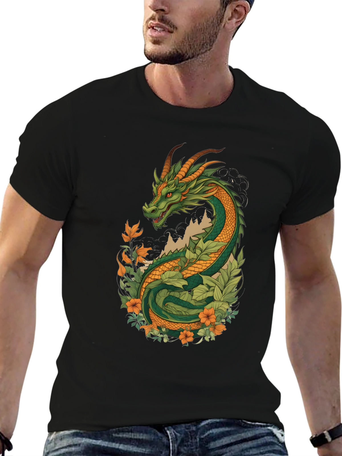 Dragon & Floral Graphic Tee