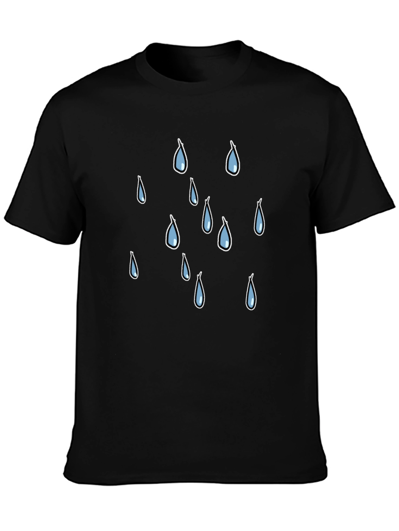 Rain Drop Graphic Tee - Black Cotton T-Shirt