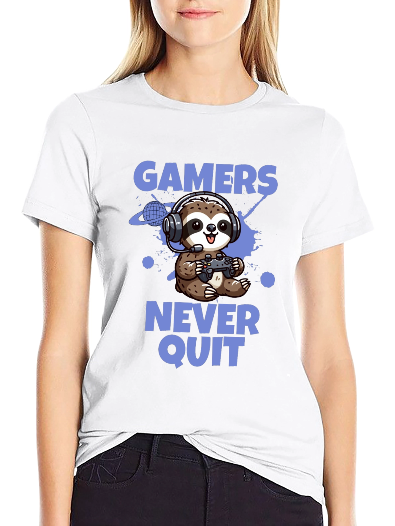 Gamer Sloth T-Shirt - Never Quit Tee