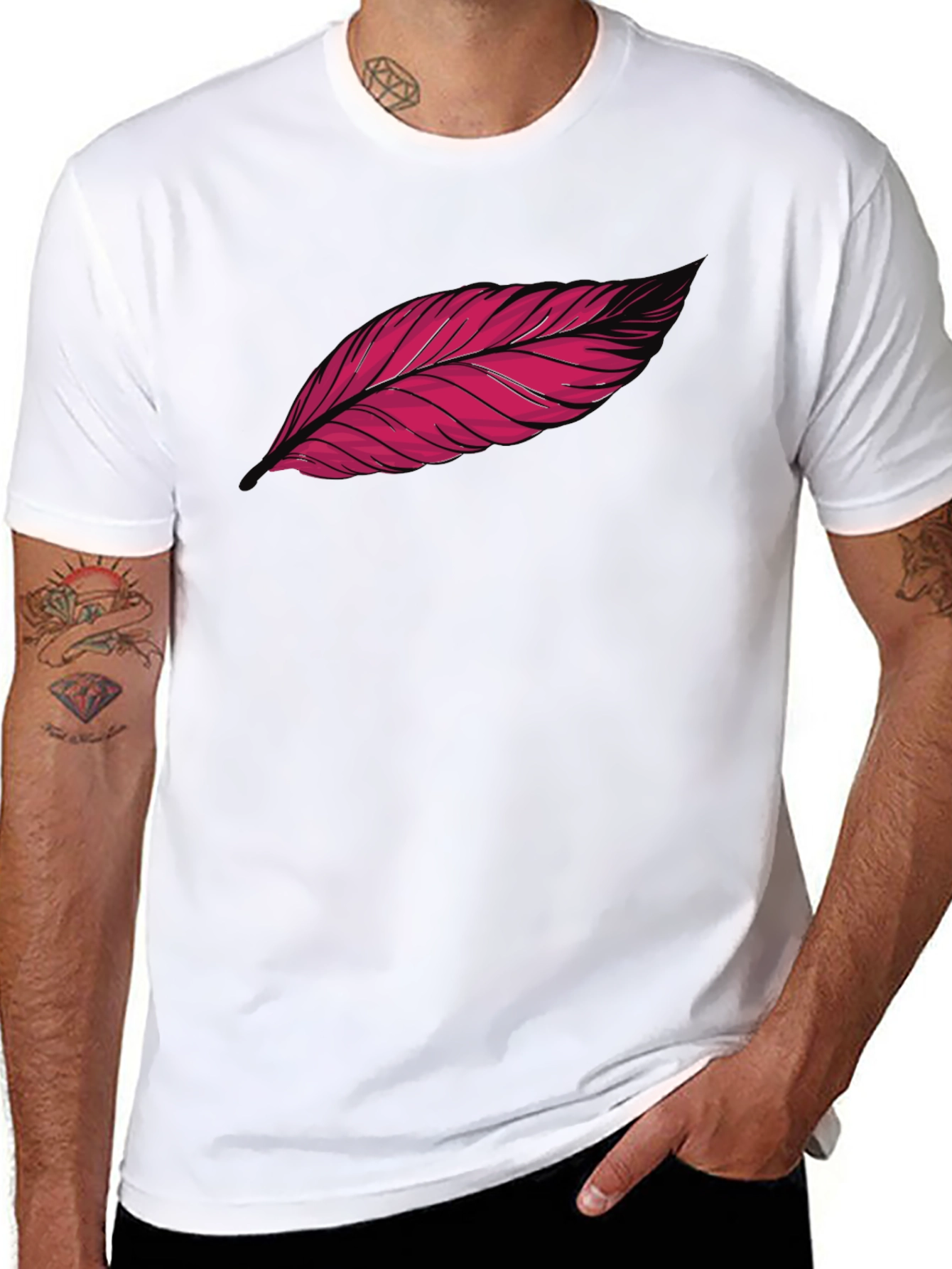 Feather Graphic Print Black T-Shirt