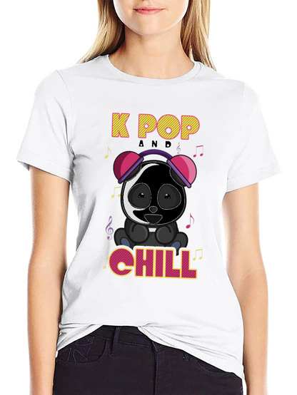 K-Pop Panda Chill Graphic T-Shirt