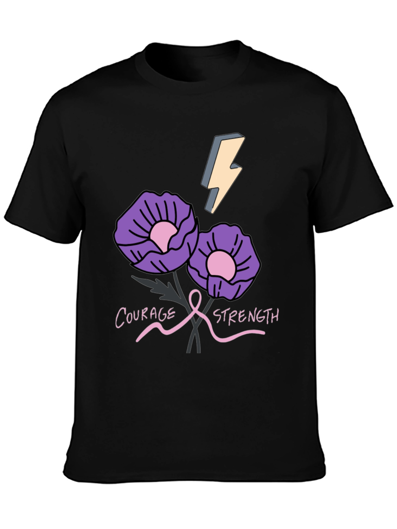 Courage Strength Flower Graphic T-Shirt