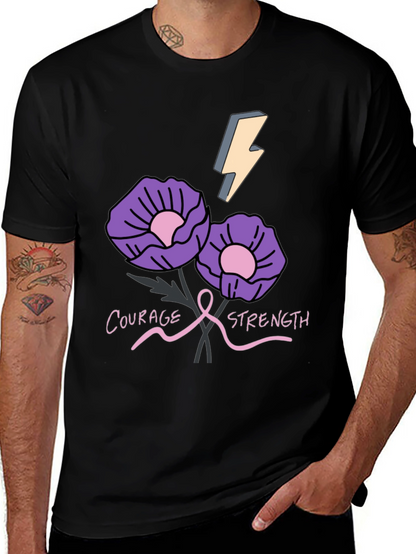 Courage Strength Flower Graphic T-Shirt