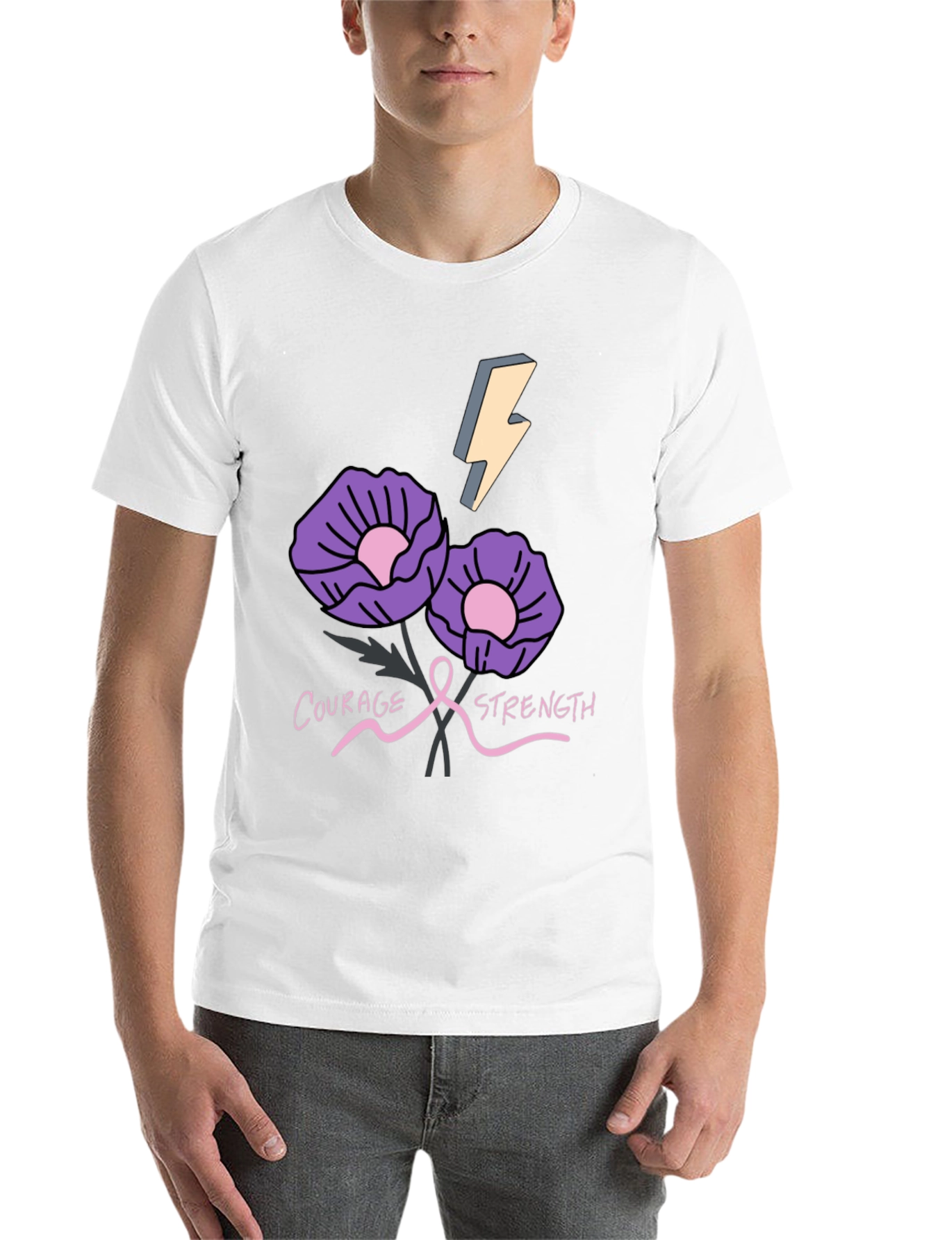 Courage Strength Flower Graphic T-Shirt