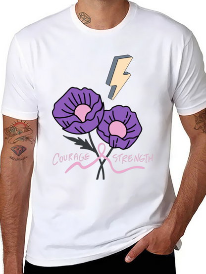 Courage Strength Flower Graphic T-Shirt