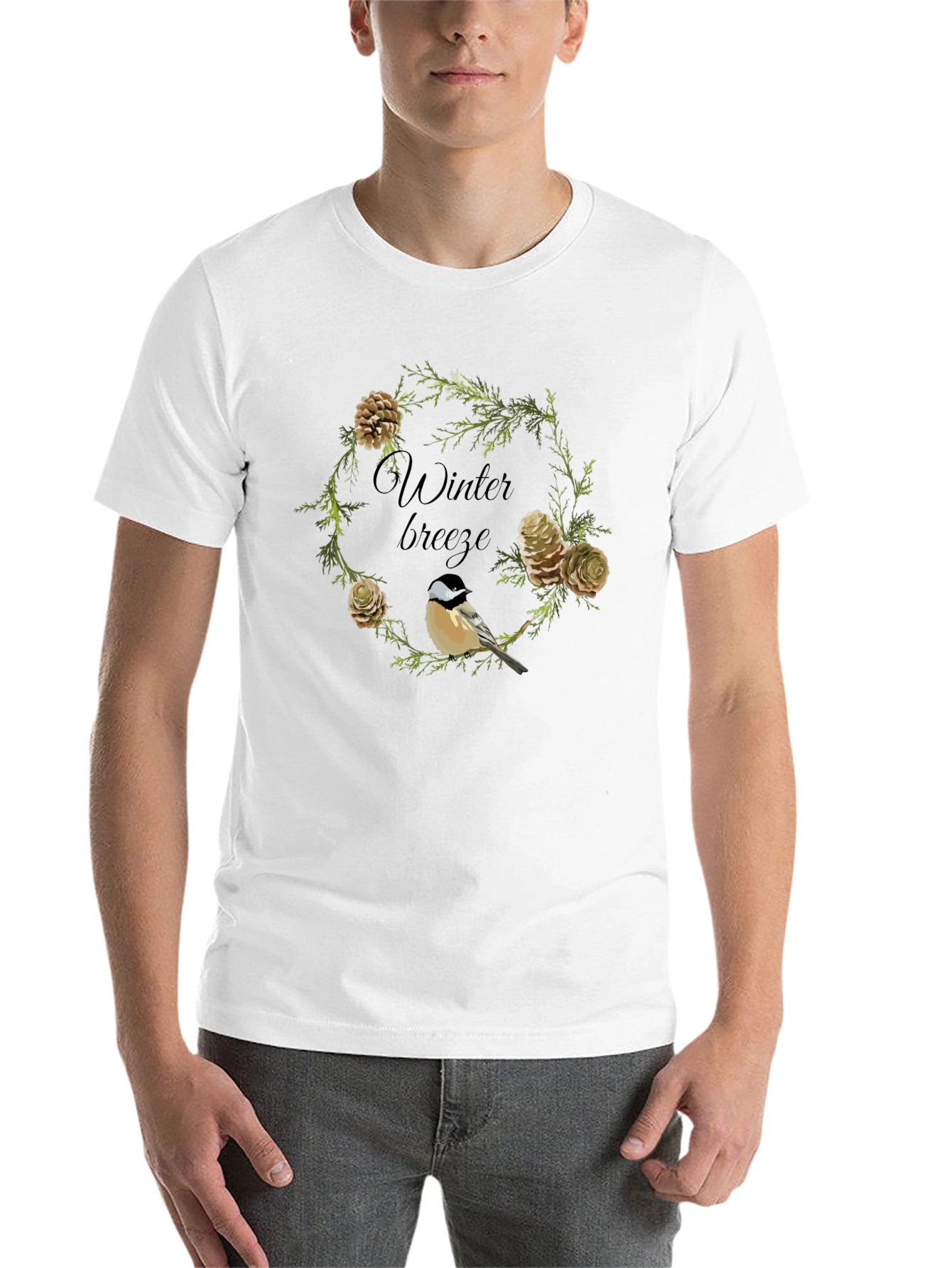 Winter Breeze Bird & Pine Cone Graphic Tee