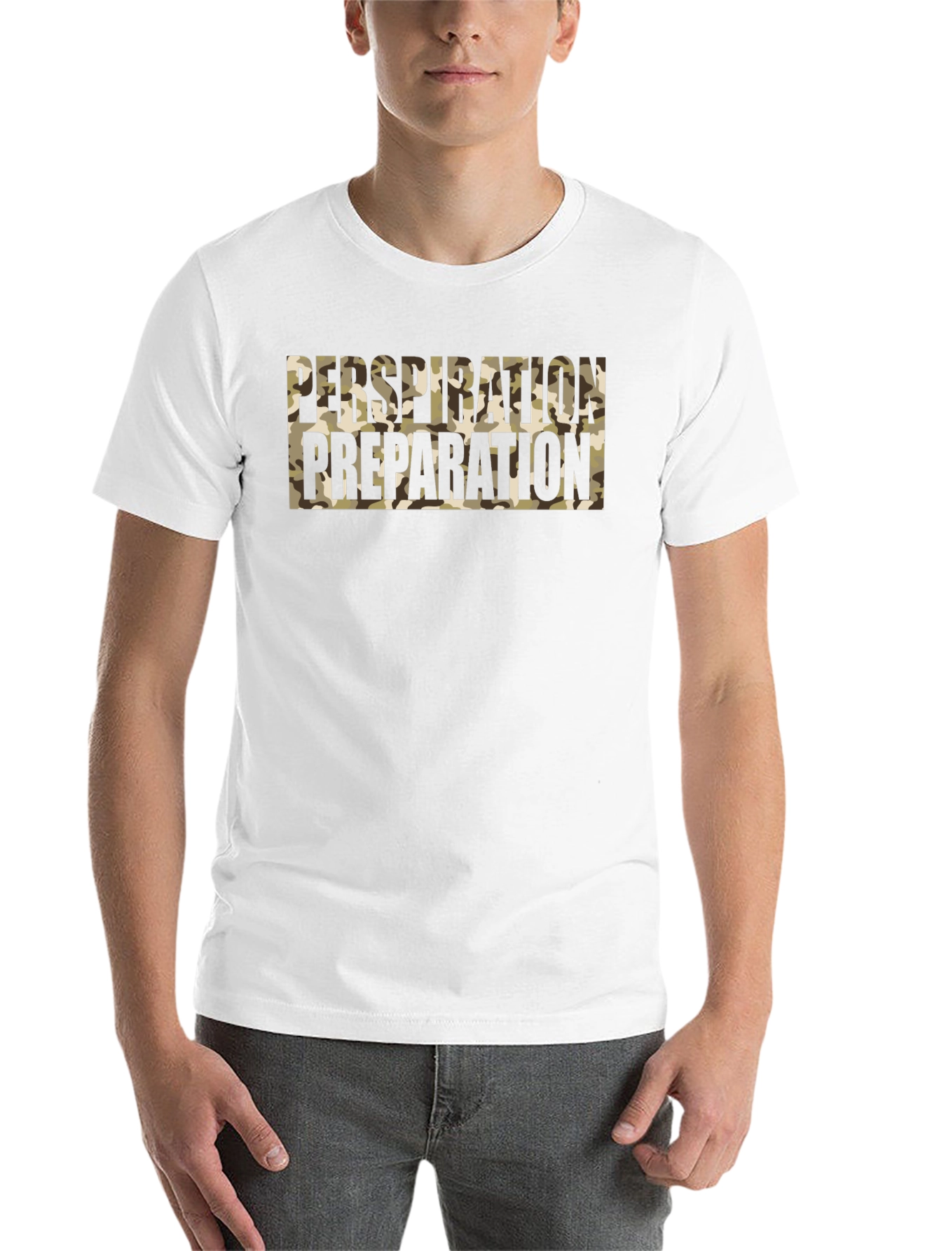 Perspiration Preparation Camo Graphic Tee