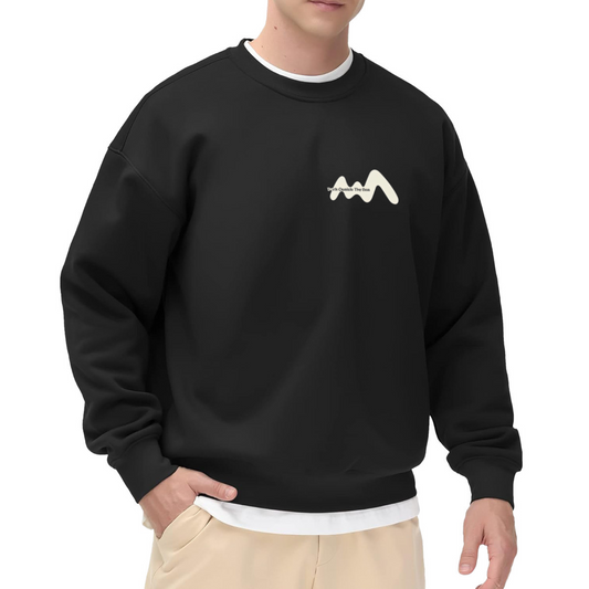 Tiny Abstract Mountain Chest Print Street Crewneck Sweatshirt