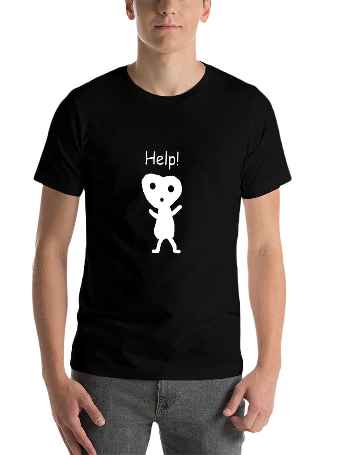 Help! Graphic Black T-Shirt - Kodama Spirit