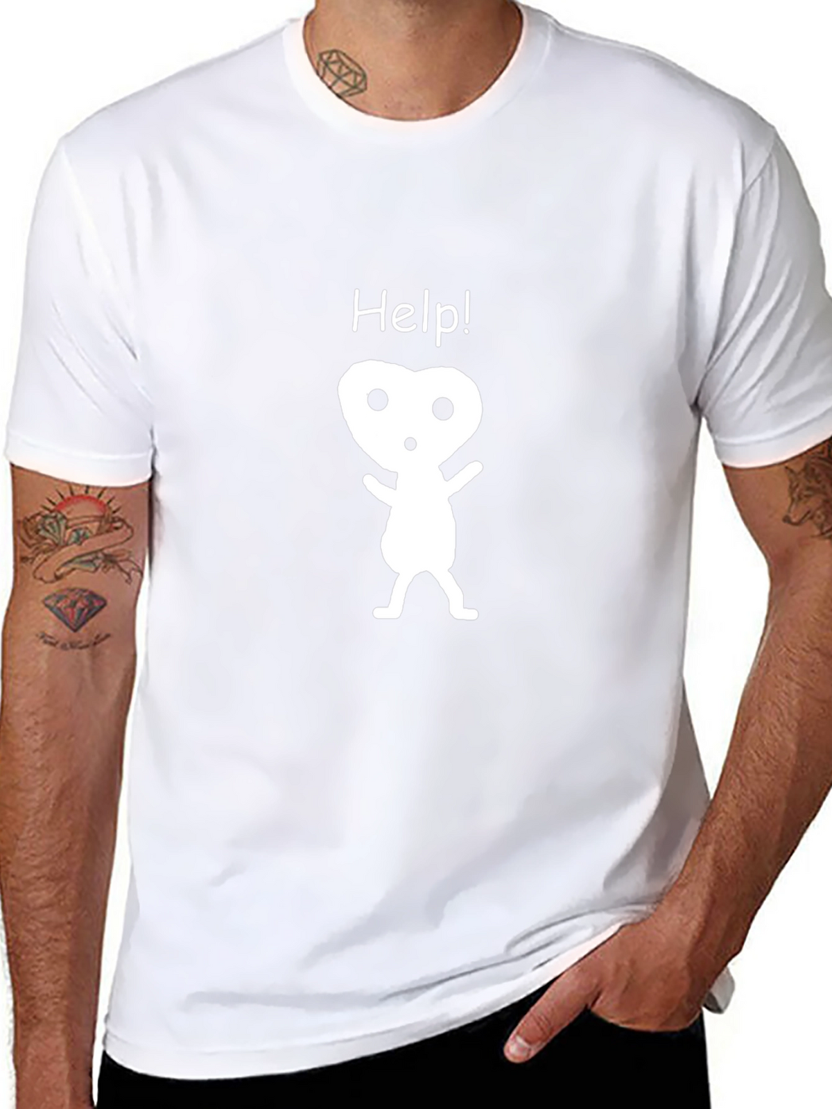 Help! Graphic Black T-Shirt - Kodama Spirit