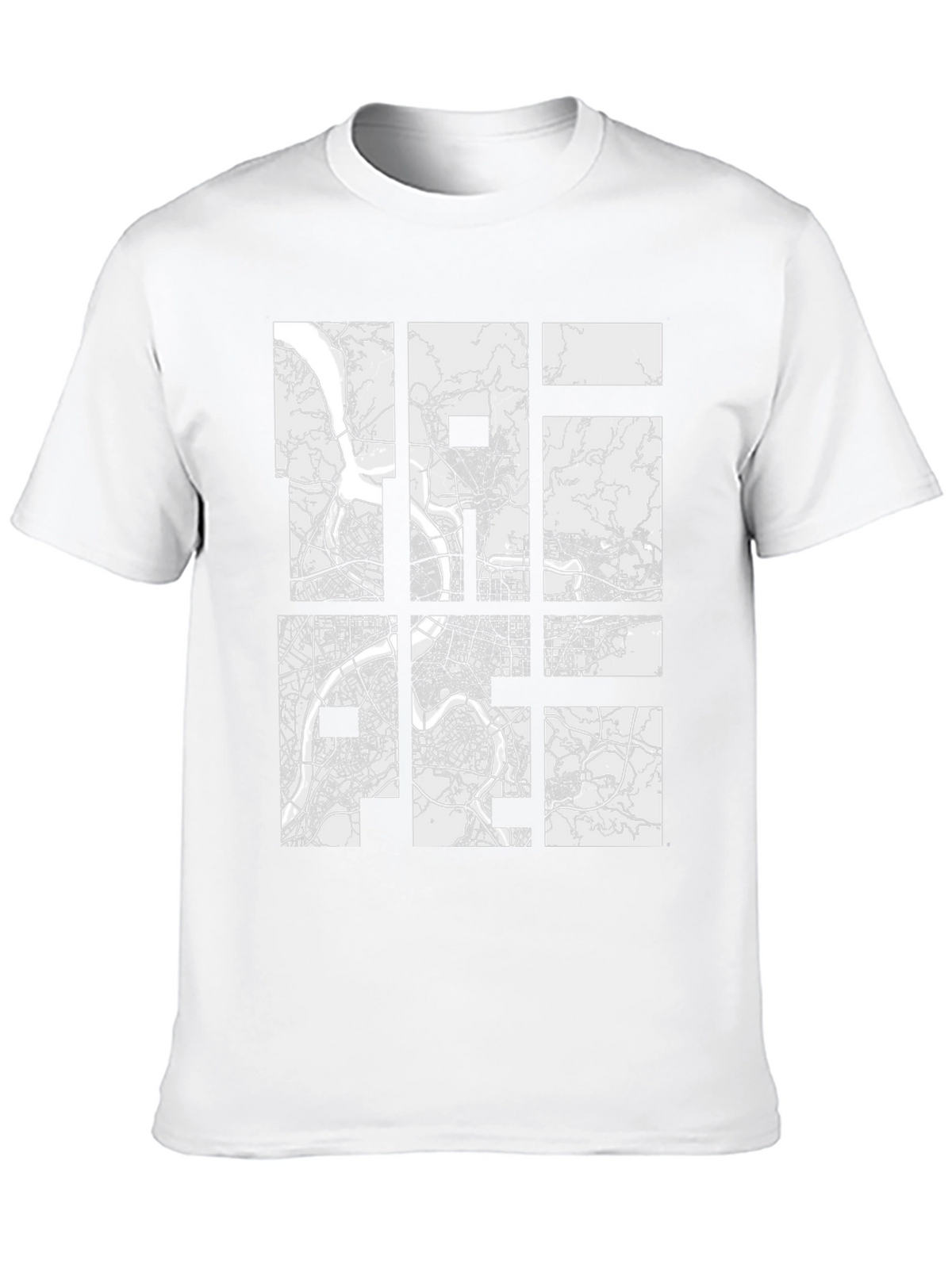 Modern City Map Grid Graphic Tee - Black