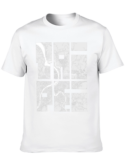 Modern City Map Grid Graphic Tee - Black