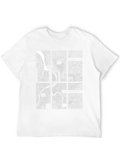 Modern City Map Grid Graphic Tee - Black