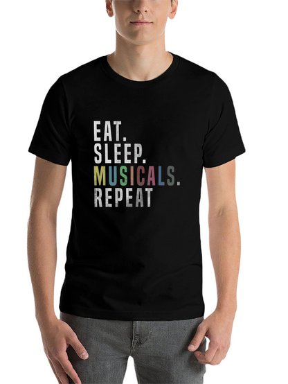 Eat Sleep Musicals Repeat Black Graphic Tee