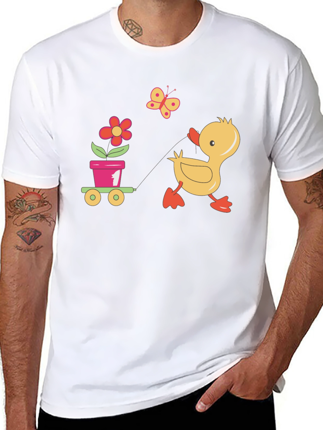 Cute Duck Pulling Cart T-Shirt