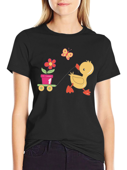 Cute Duck Pulling Cart T-Shirt