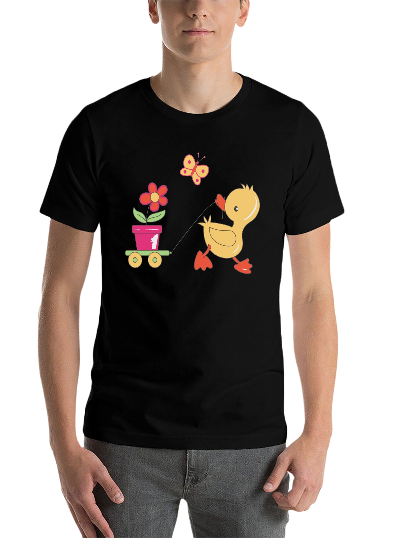 Cute Duck Pulling Cart T-Shirt