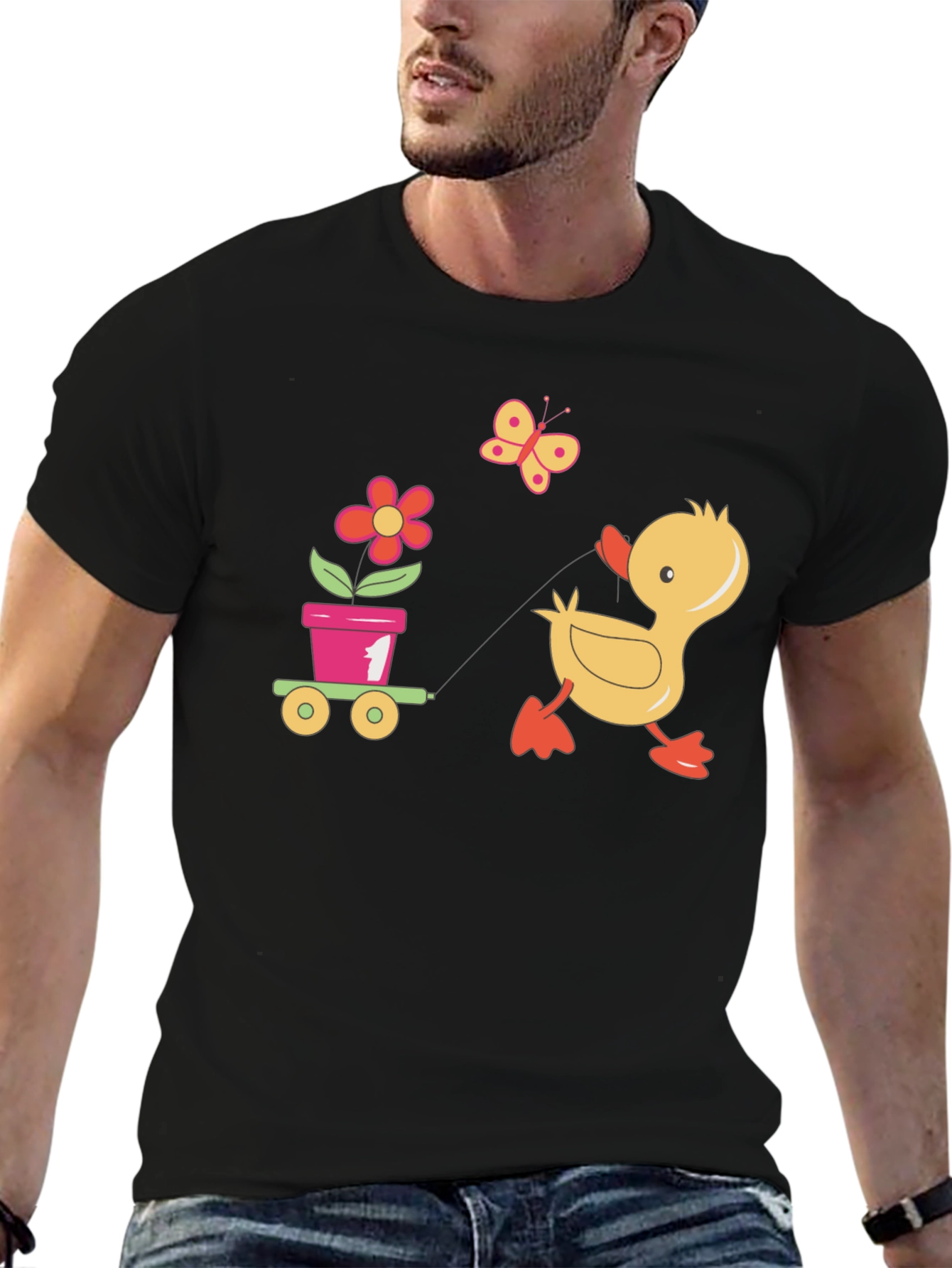 Cute Duck Pulling Cart T-Shirt