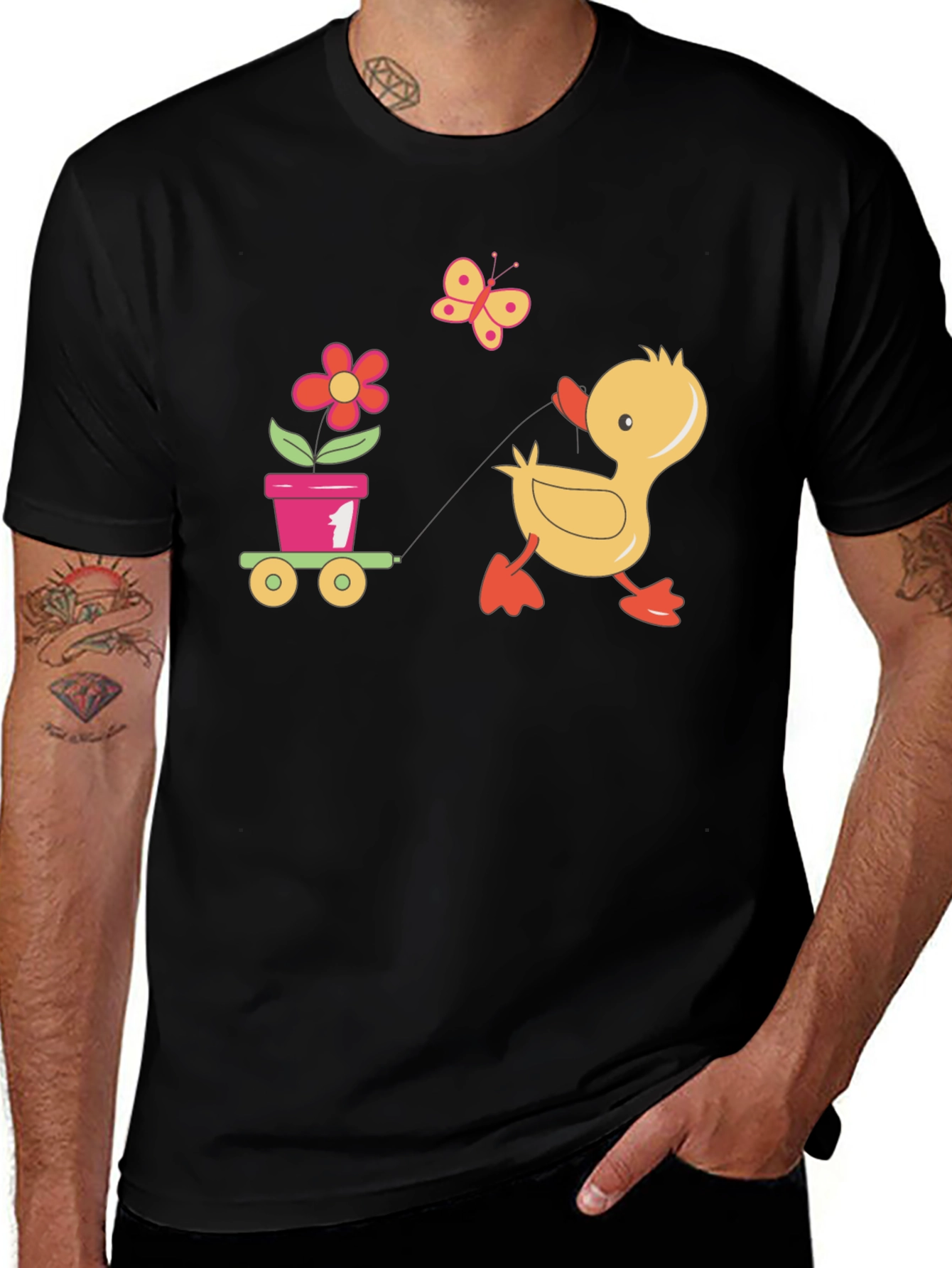 Cute Duck Pulling Cart T-Shirt