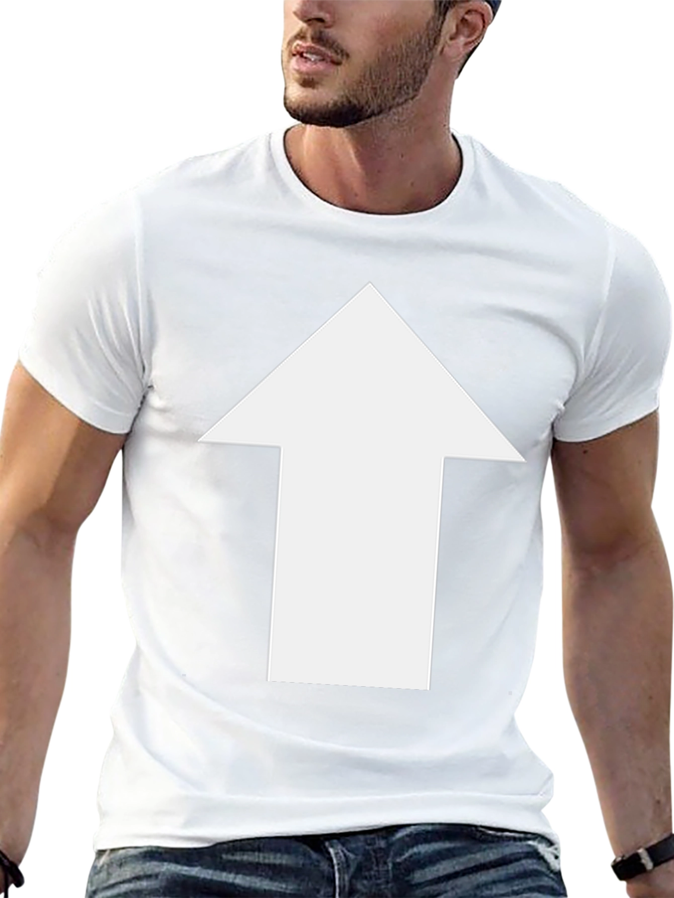 Upward Arrow Graphic Tee - Black Casual T-Shirt