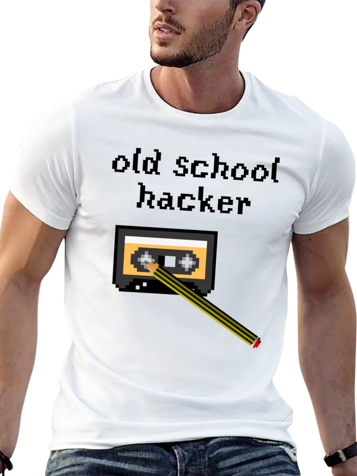 Old School Hacker T-Shirt - Retro Cassette Tape Design