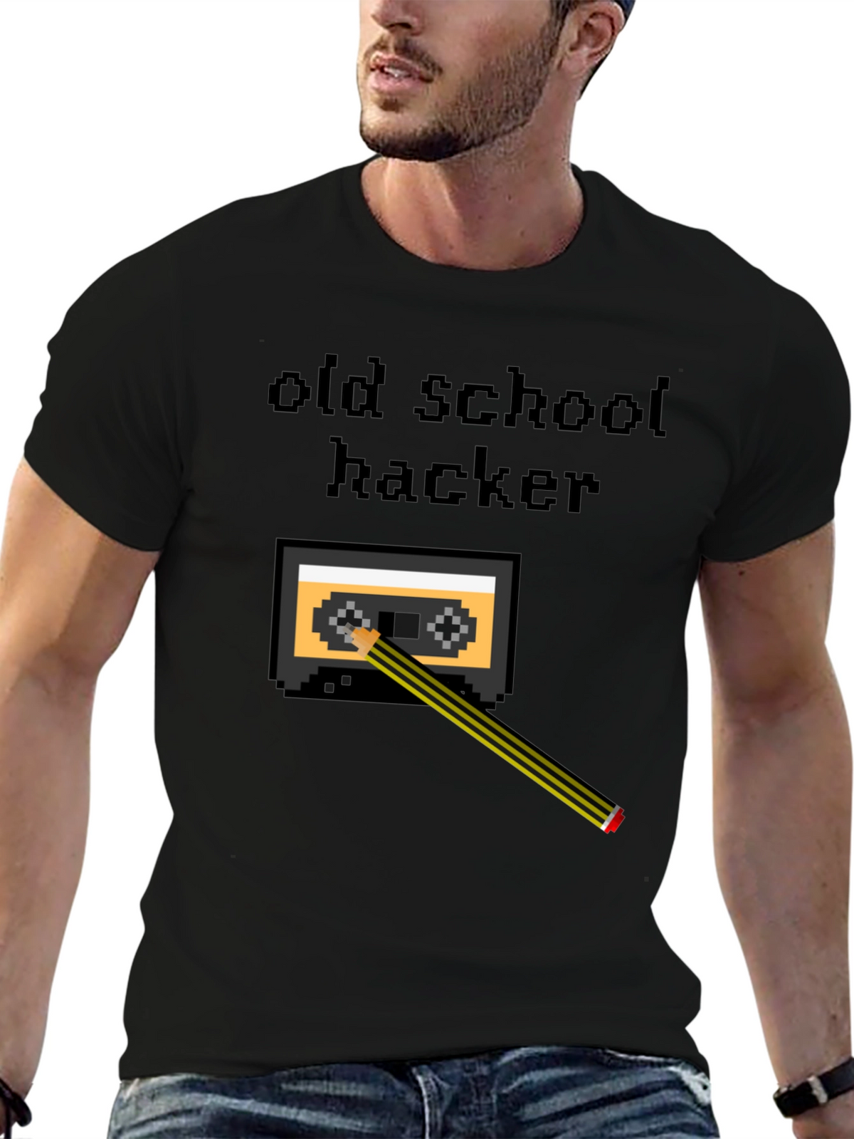 Old School Hacker T-Shirt - Retro Cassette Tape Design