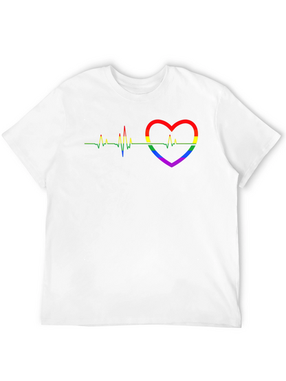 Pride Heartbeat Graphic Tee - Black Cotton T-Shirt