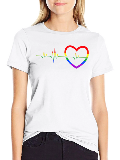 Pride Heartbeat Graphic Tee - Black Cotton T-Shirt