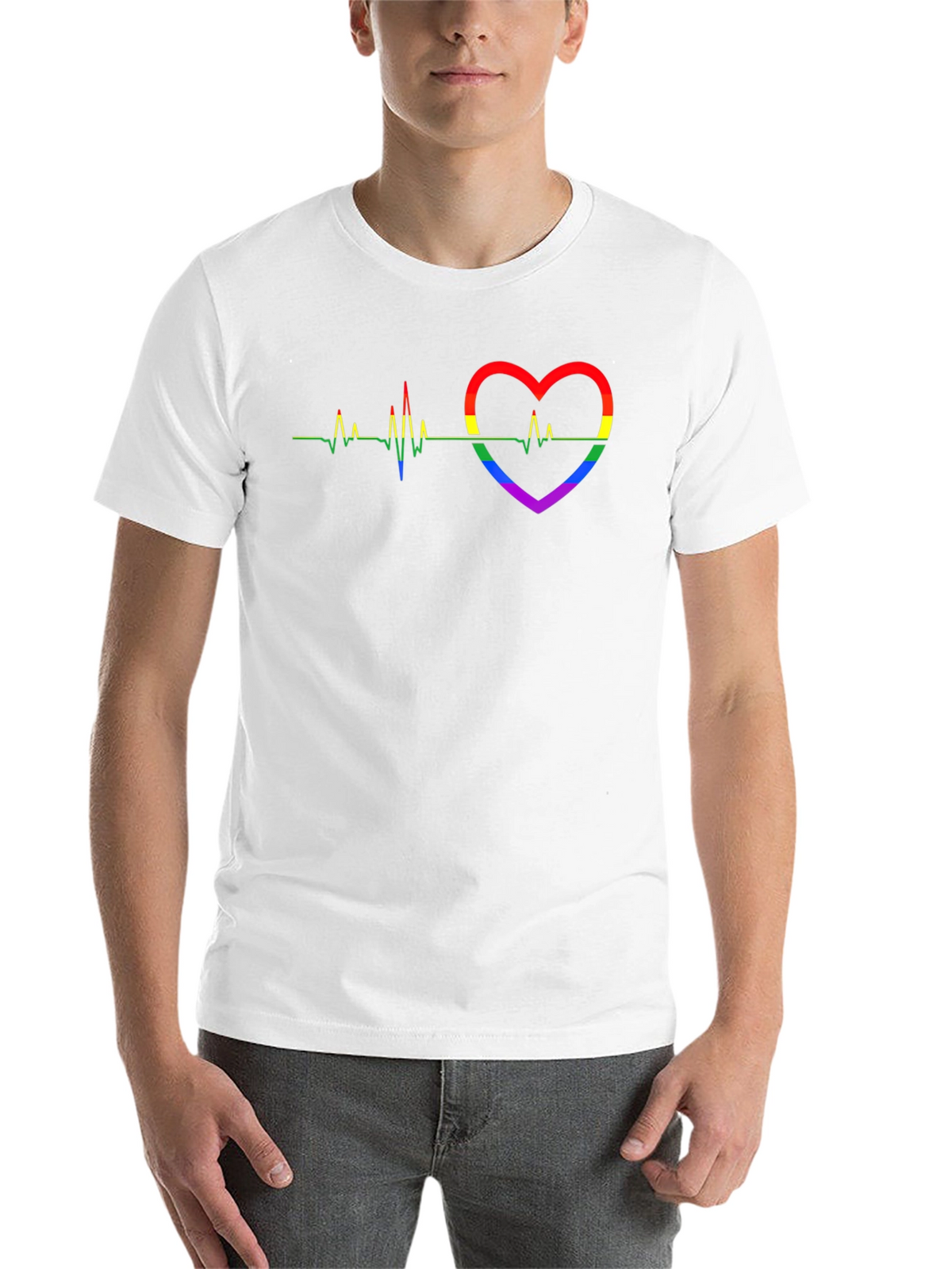 Pride Heartbeat Graphic Tee - Black Cotton T-Shirt