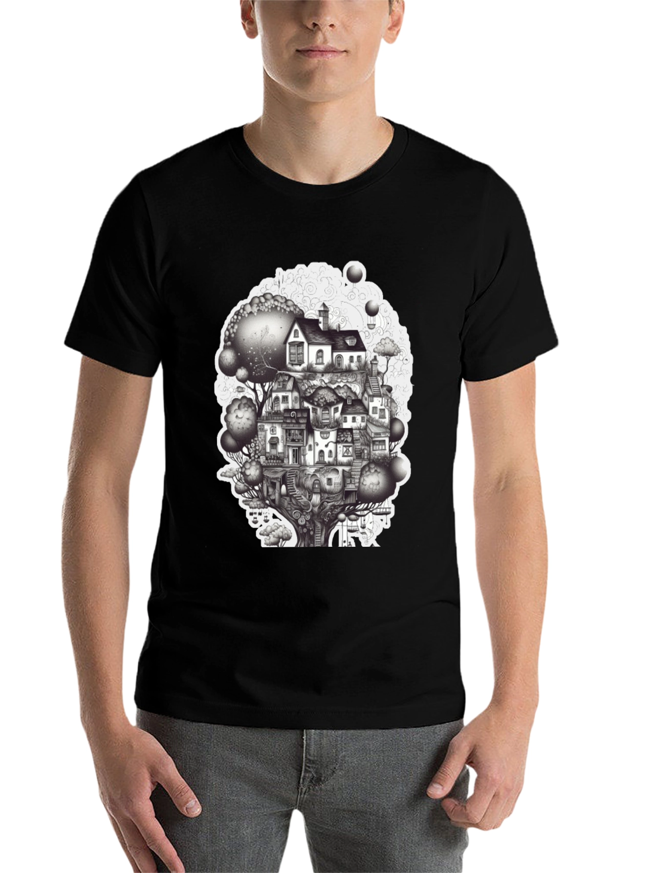 Whimsical Treehouse Graphic T-Shirt